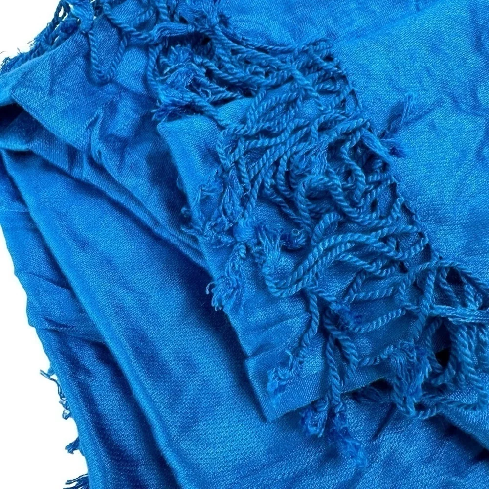 Jones New York Royal Blue Huge Oversized Scarf Wrap with Fringe